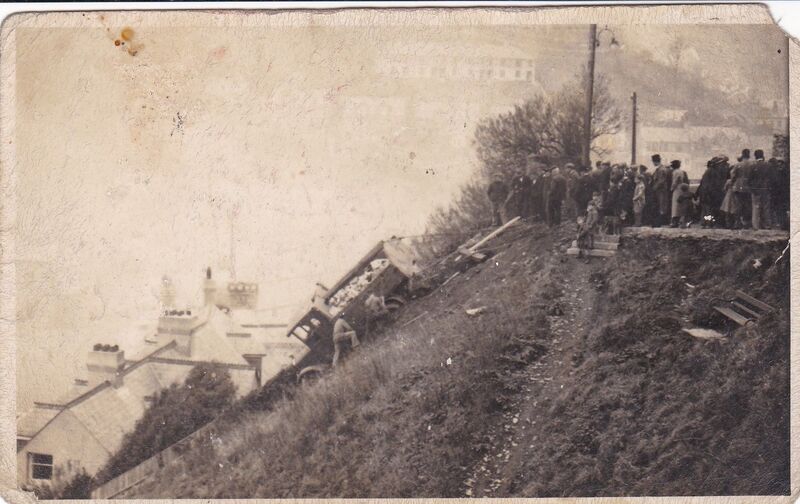 Dustcart that crashed over Eastcliff, East Looe